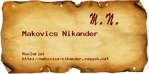 Makovics Nikander névjegykártya